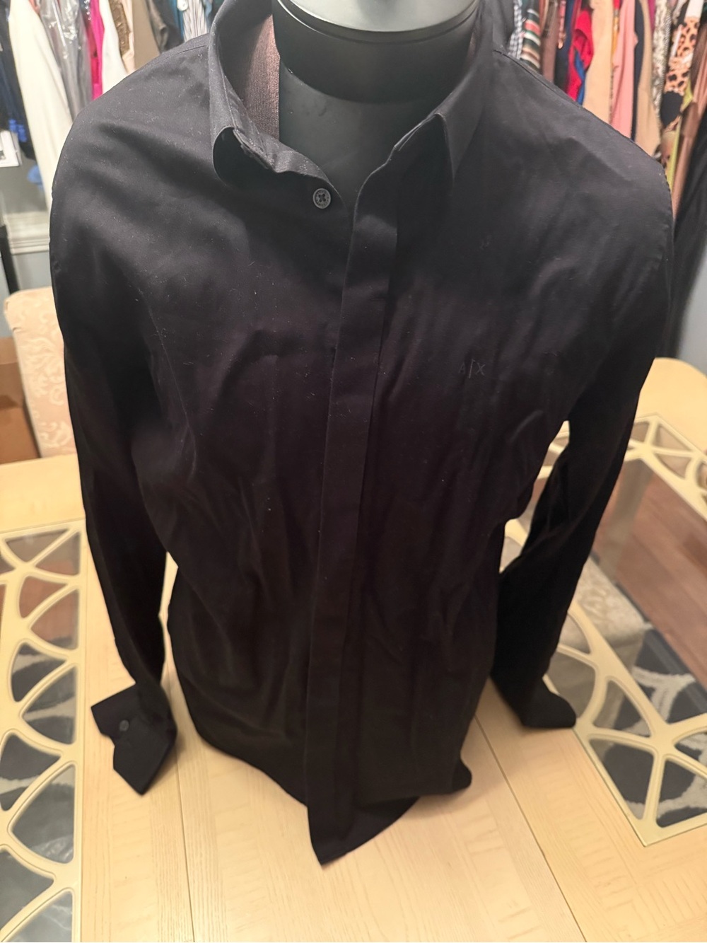 A/X Armani Exchange Black Men's Shirt with Subtle Logo